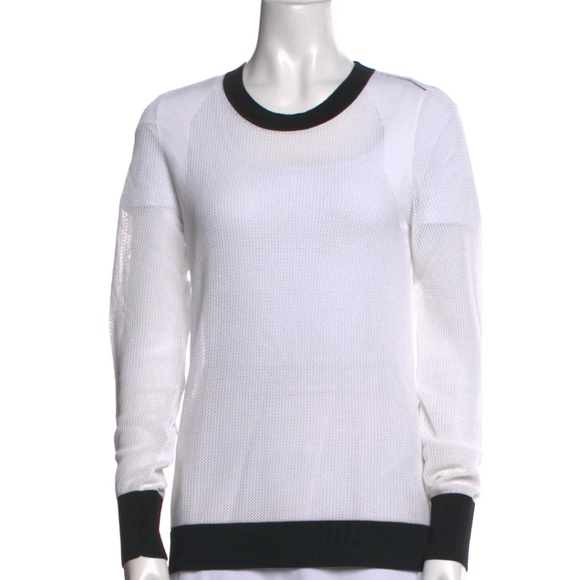 Rag & Bone White & Black Pullover Mesh Open Knit Sweater Top S - Picture 1 of 7